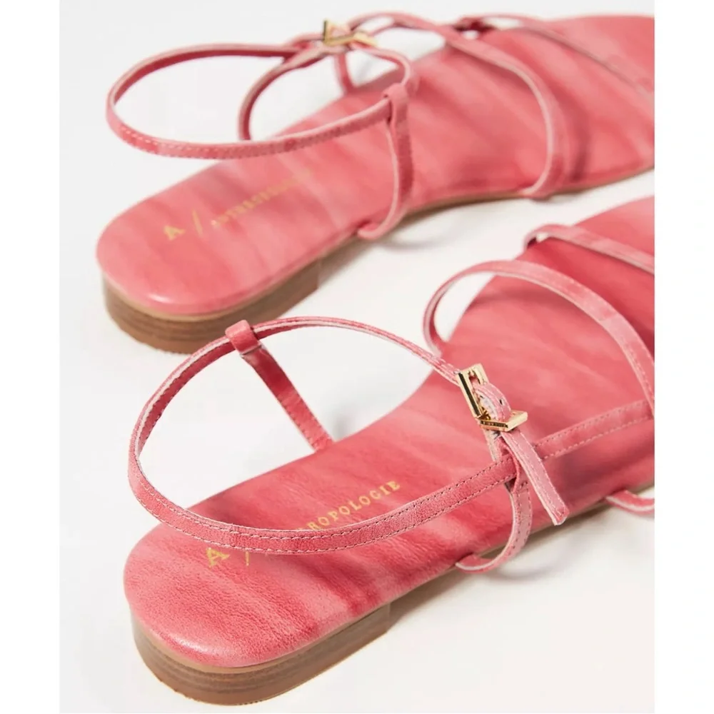 Anthropologie Ava Salmon Pink Strappy Sandals NWT Size 9 - Picture 4 of 11